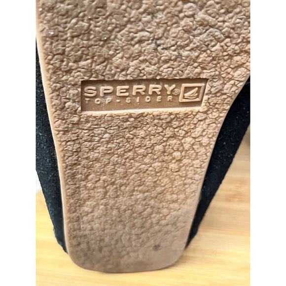 Sperry Top Sider Boots Womens 7M MacKenzie Faux Fur Black Moccasin Ankle Bootie - Picture 7 of 7